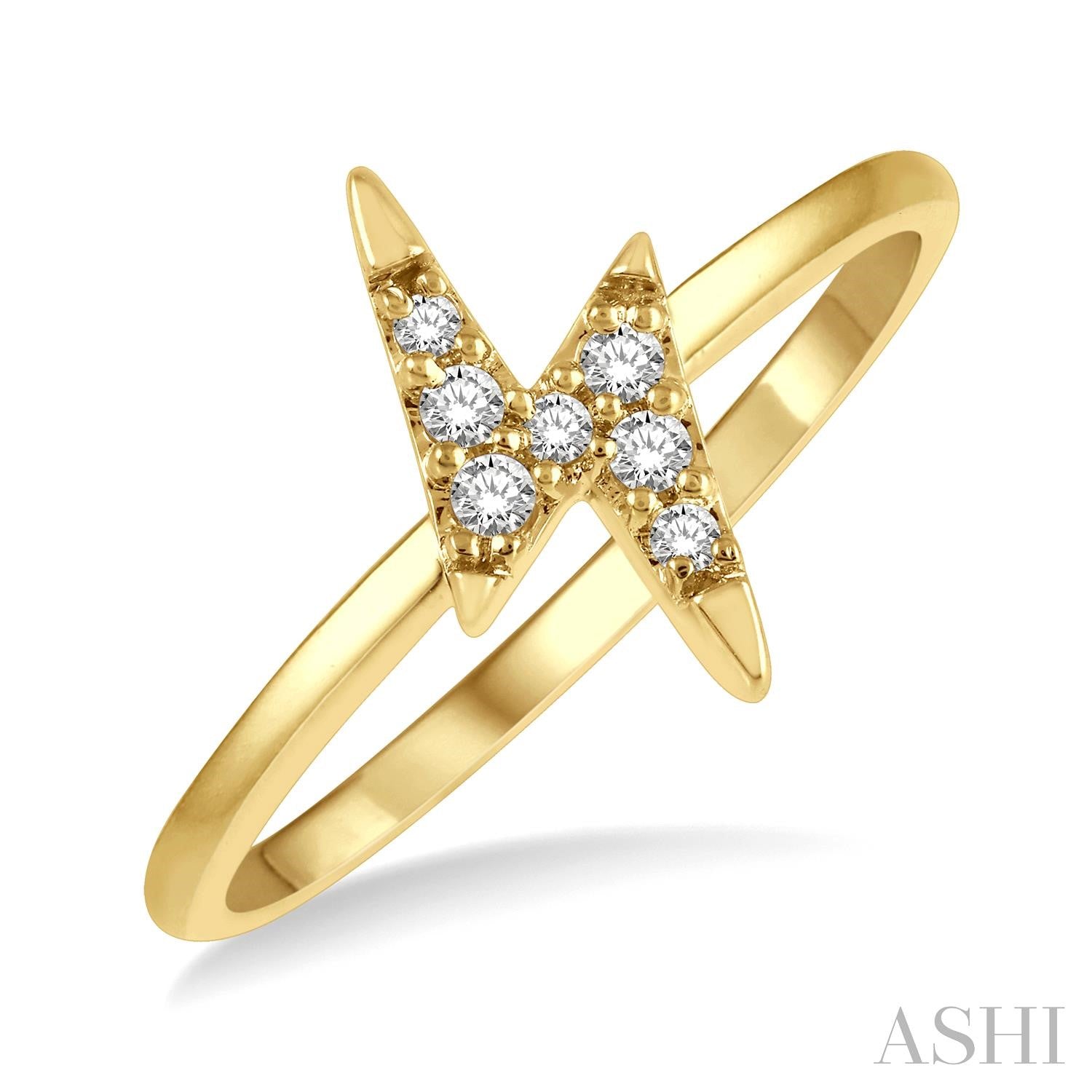 10K Yellow Gold Lightning Bolt Diamond Fashion Ring