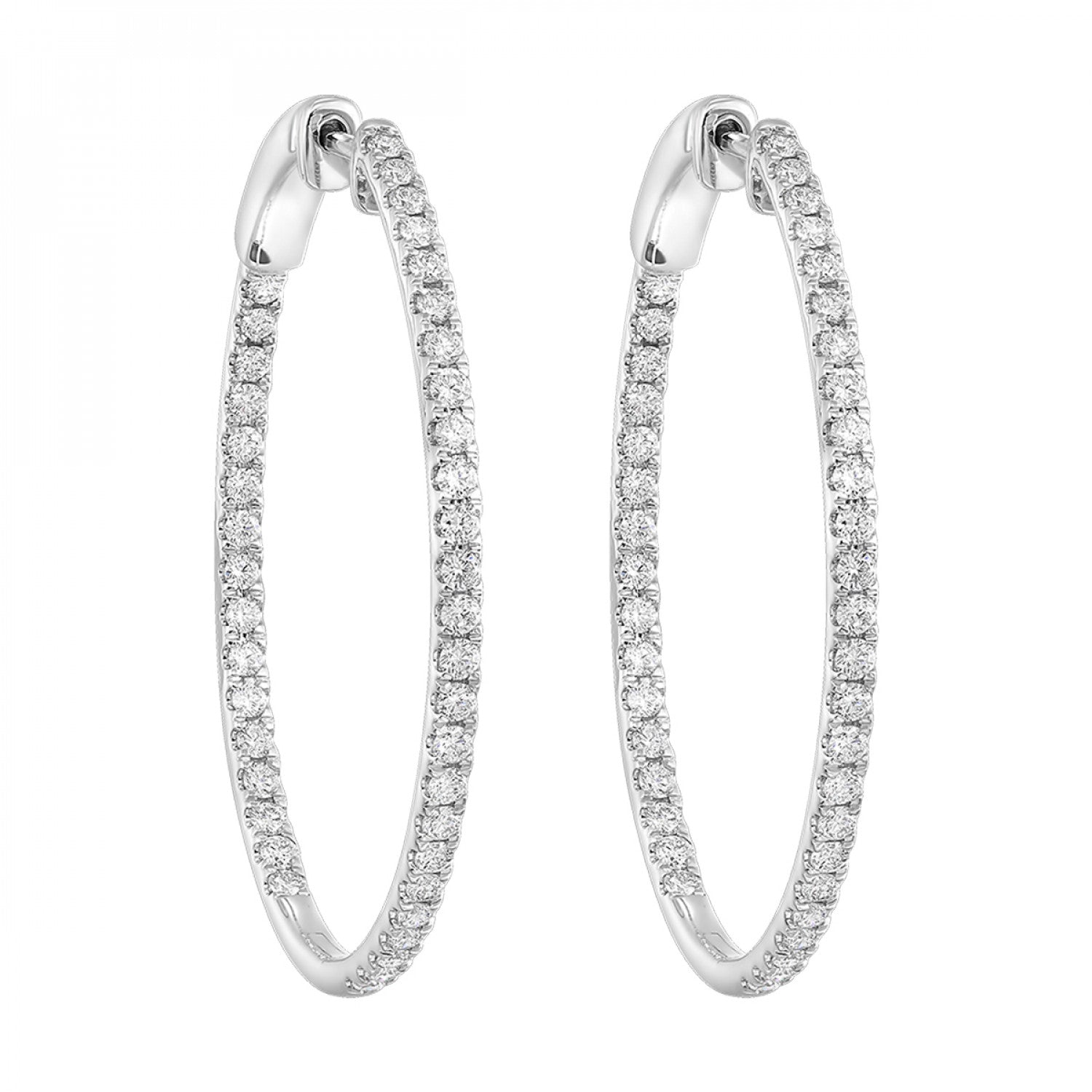 14k White Gold Lakeshore Hoop Diamond Earrings