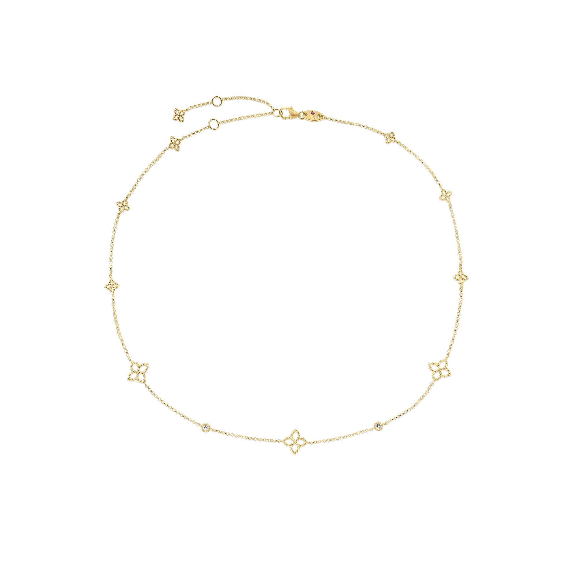 18K Yellow Gold Station Diamond Necklace