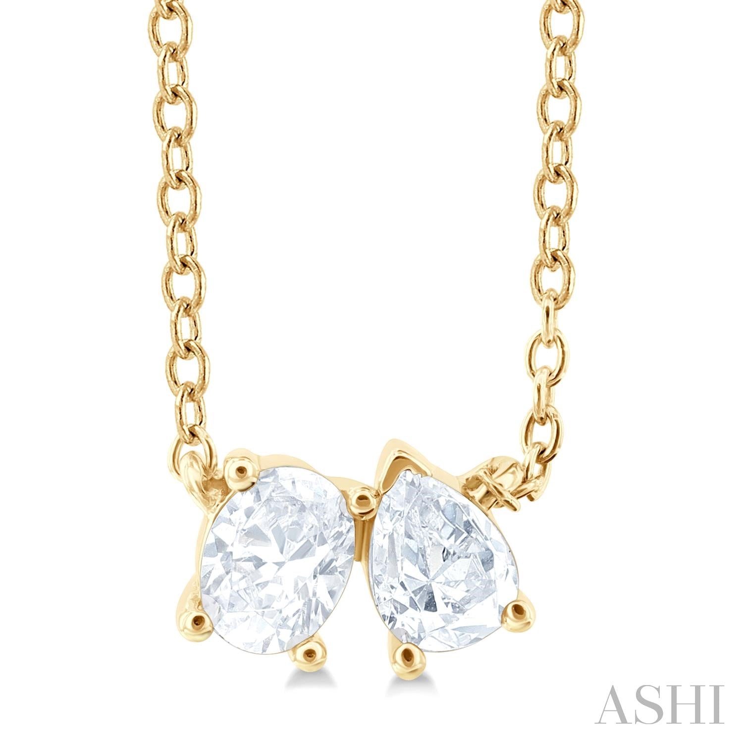 14K Yellow Gold Toi Et Moi Diamond Pendant - Ashi Diamonds LLC