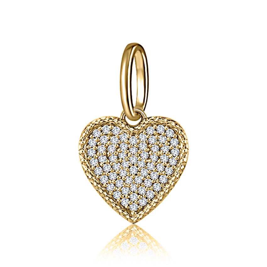 14K Yellow Gold Heart Diamond Pendant