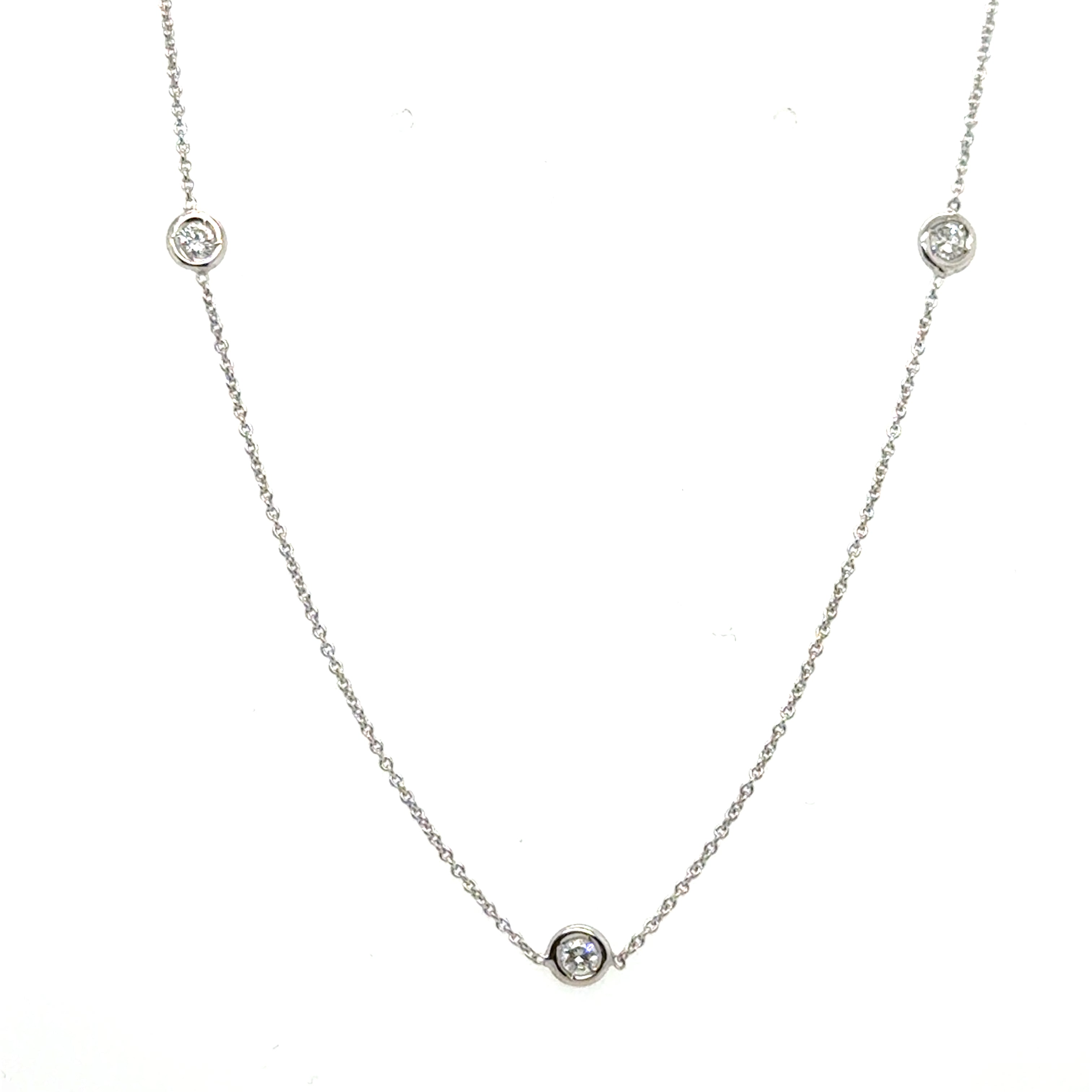 18k White Gold Station Diamond Necklace