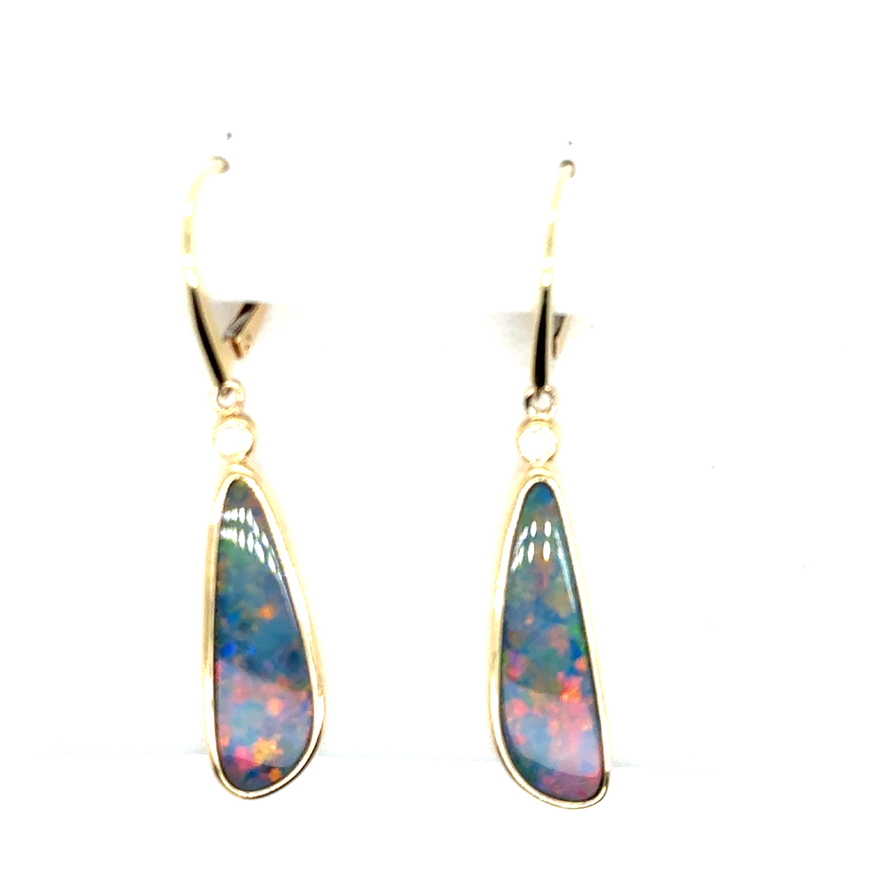 14K Yellow Gold Opals Earrings