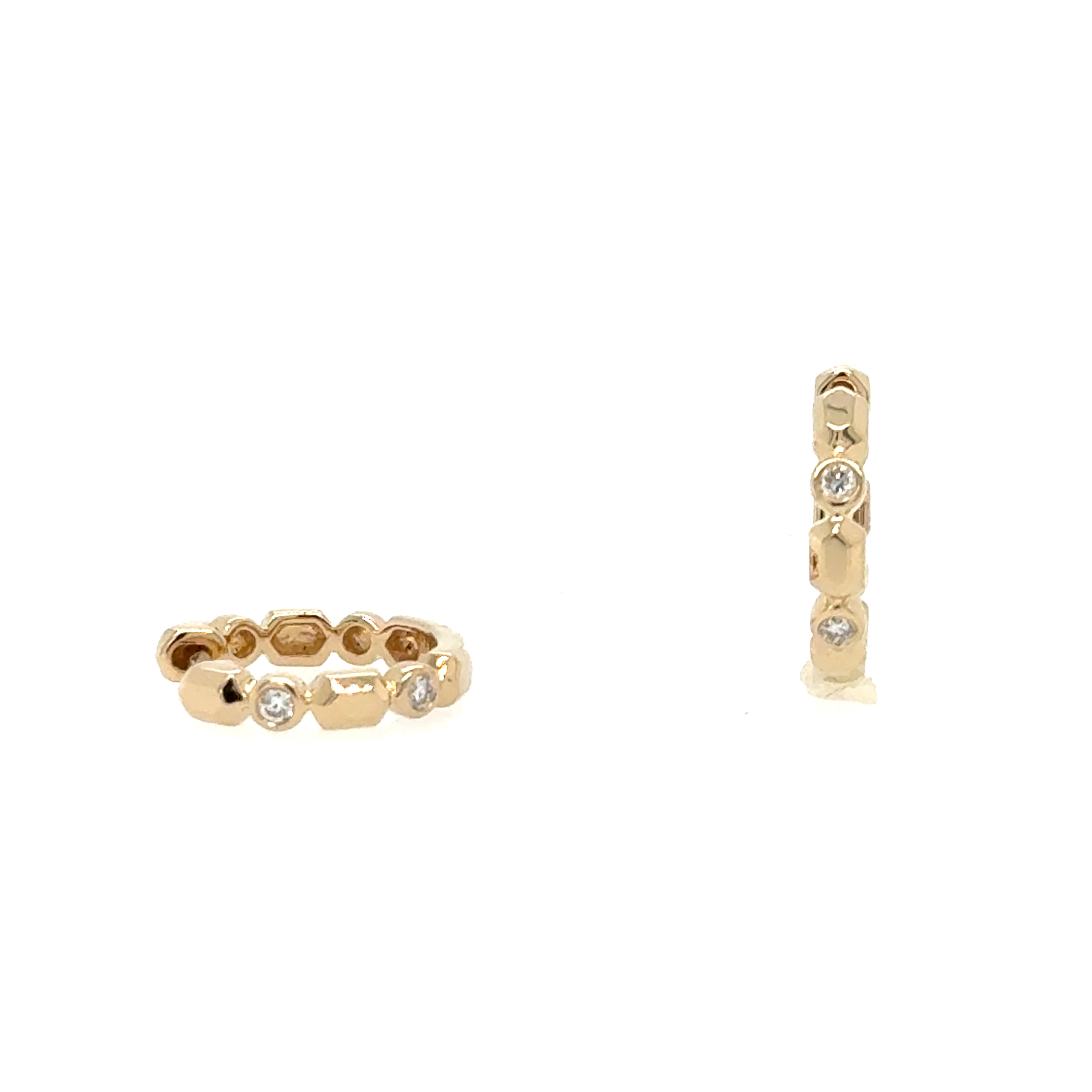 14K Yellow Gold Huggie Diamond Earrings