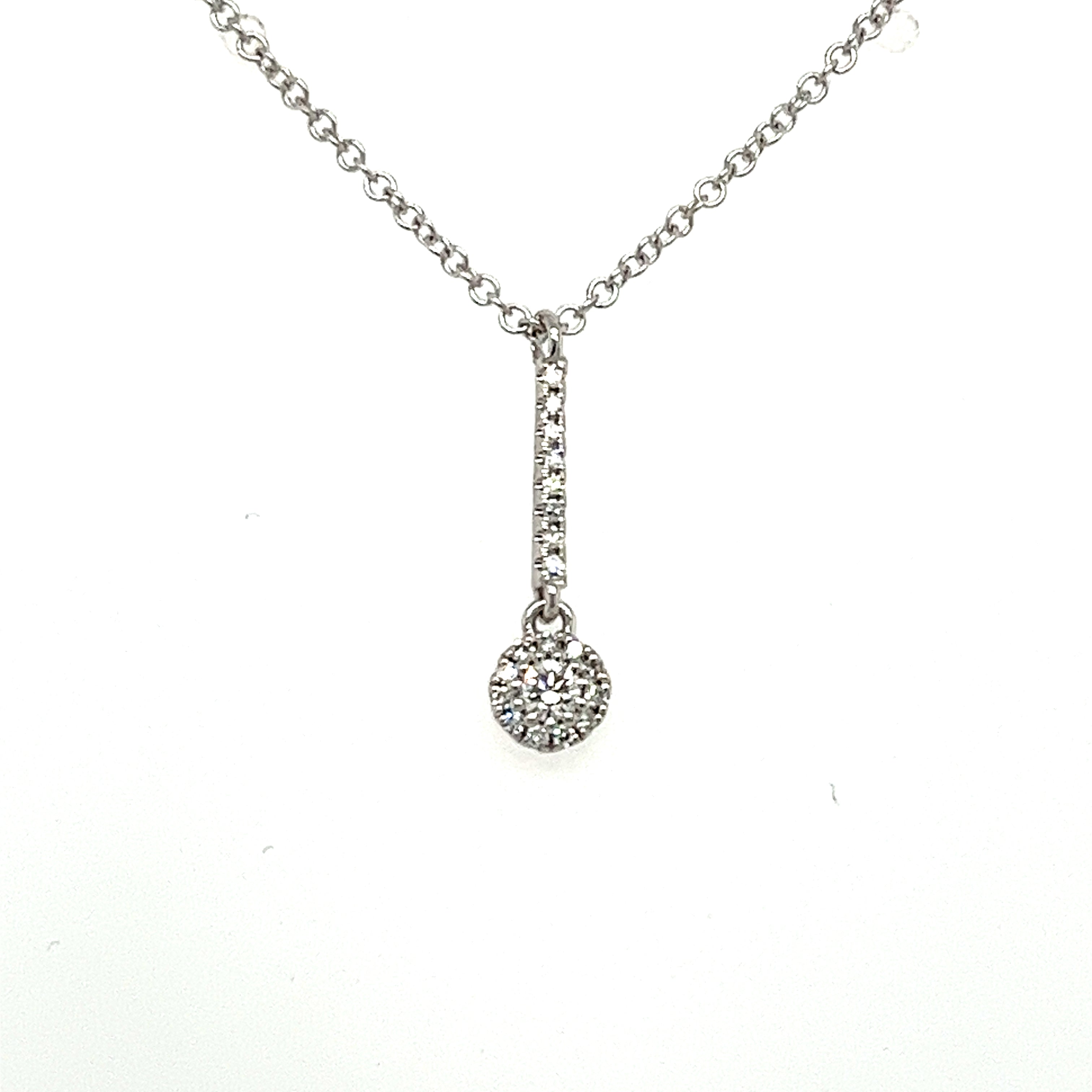 14k White Gold Drop Diamond Pendant