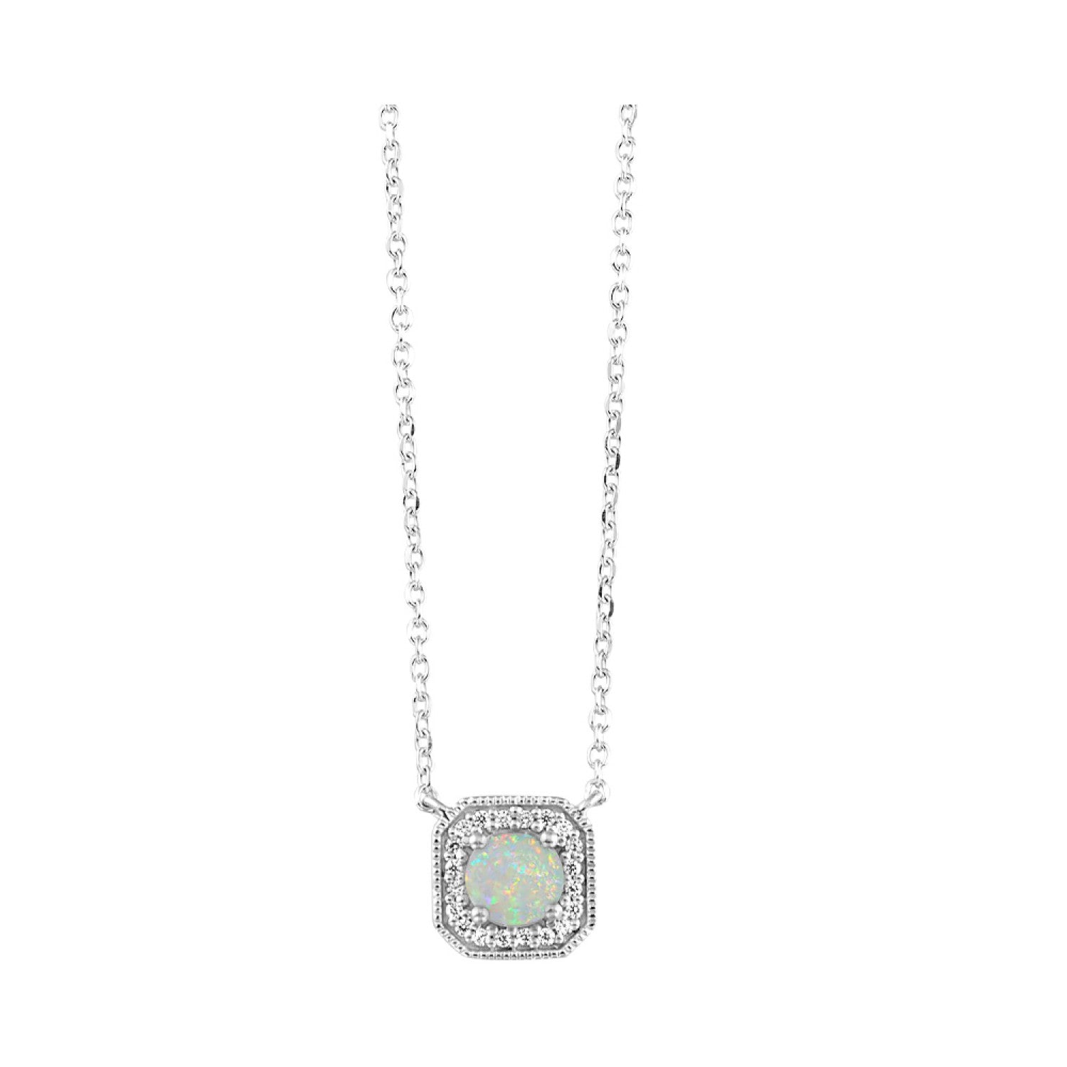 10K White Gold Opal Pendant
