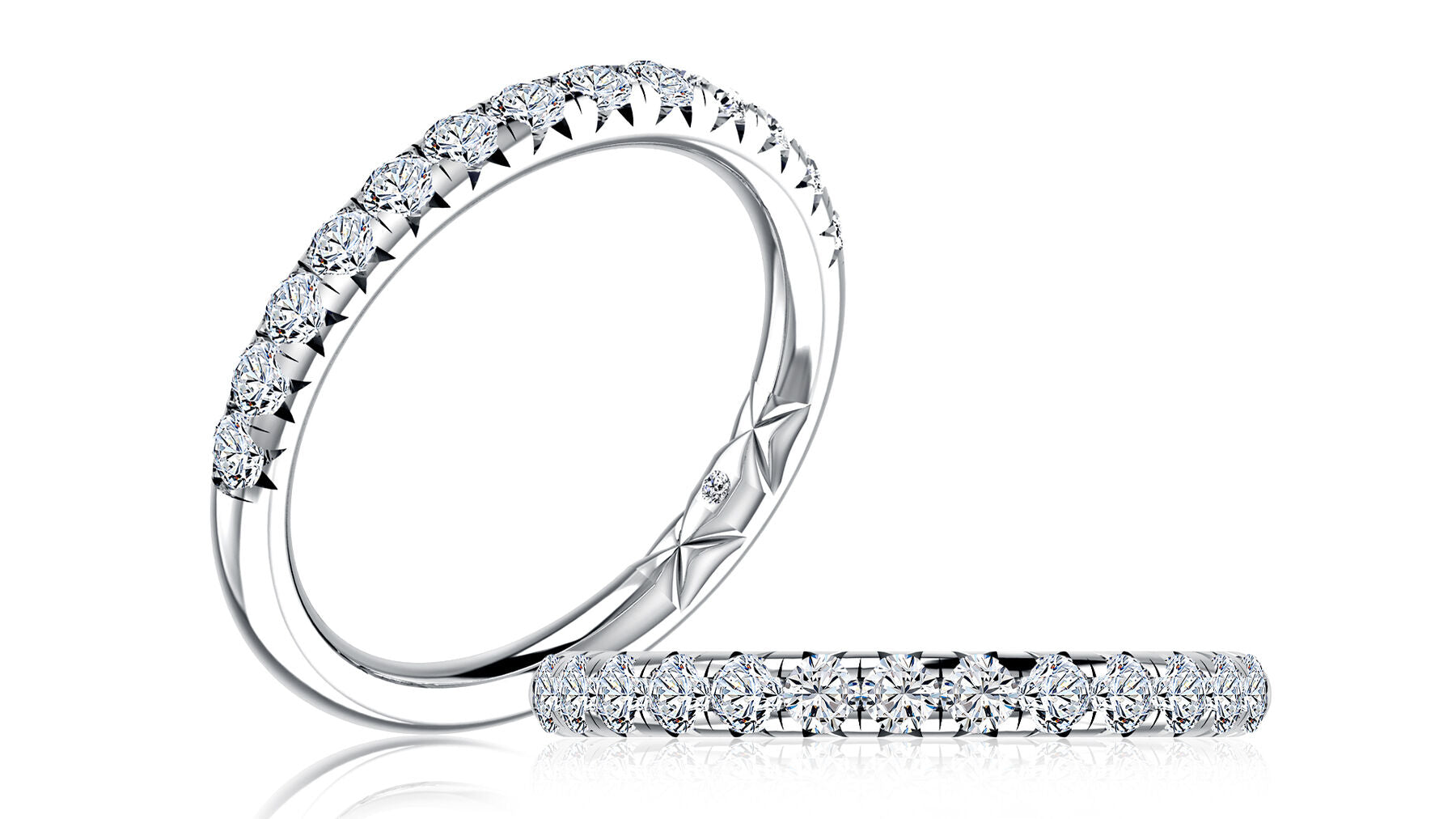 14k White Gold Shared Prong Diamond Wedding Band