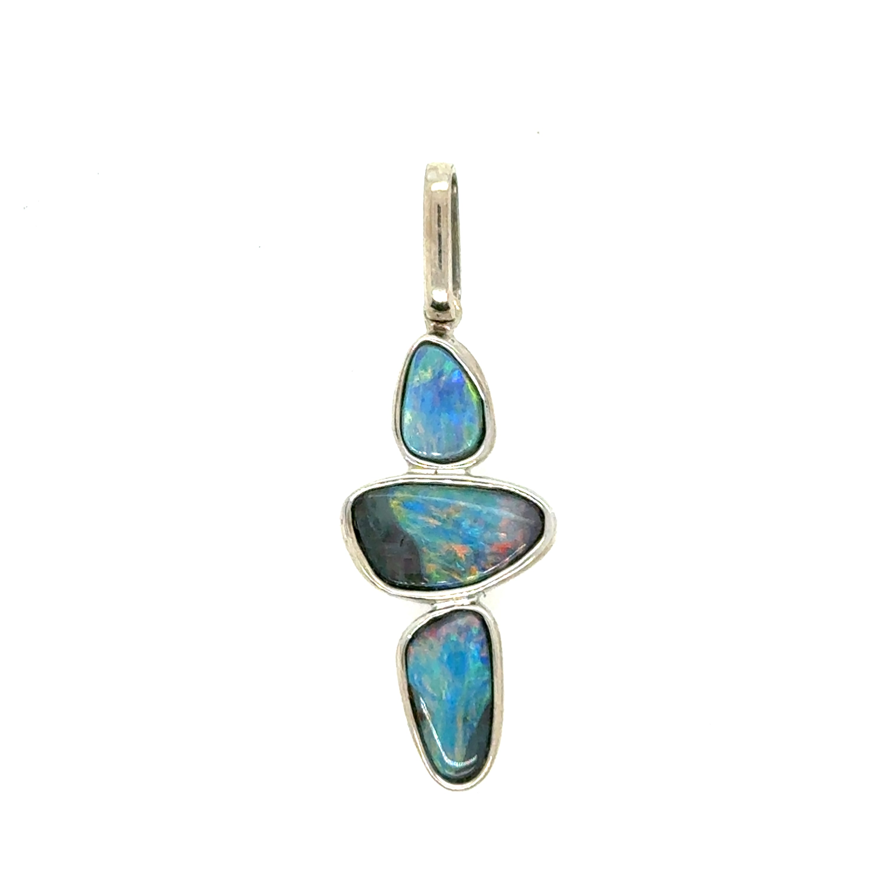 Sterling Silver Opals Pendant