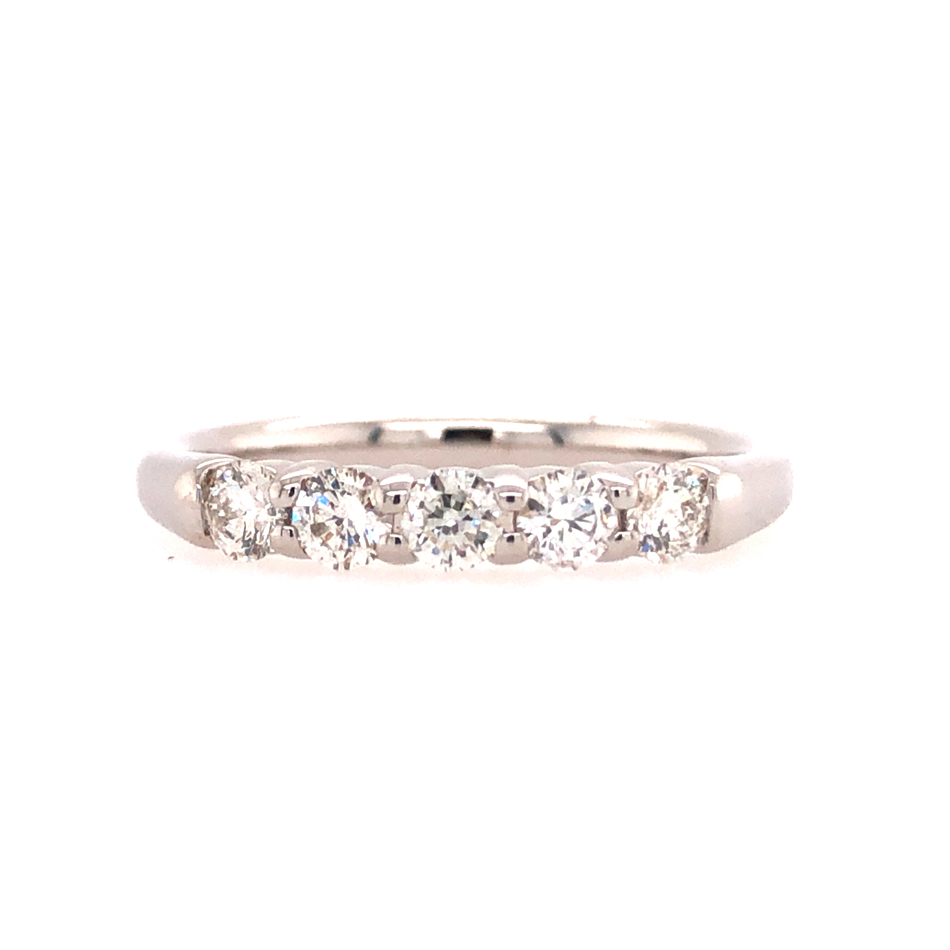 14k White Gold Five Stone Lakeshore Diamond Anniversary Ring