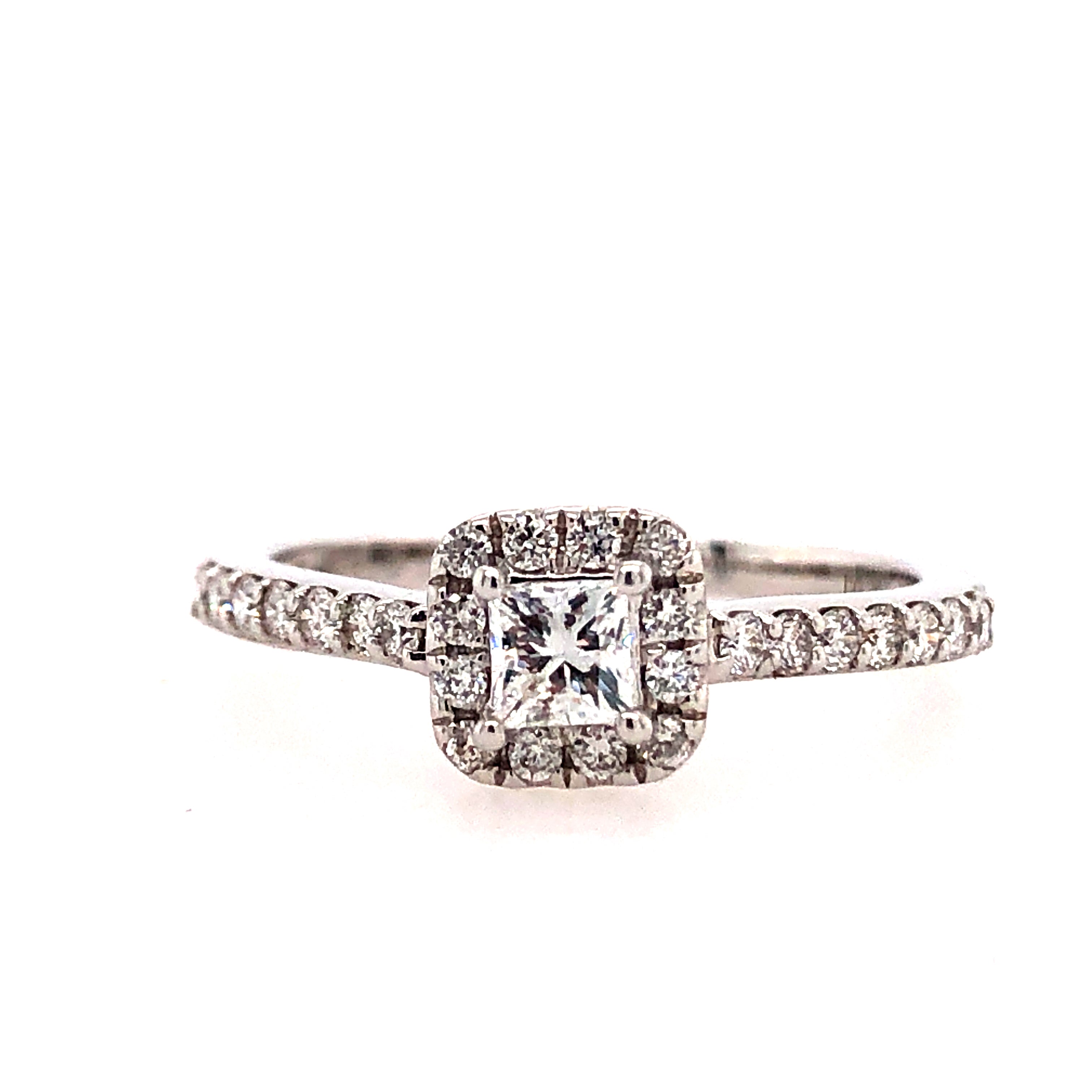 14k White Gold Halo Princess Lakeshore Diamond Engagement Ring - Lakeshore Diamonds