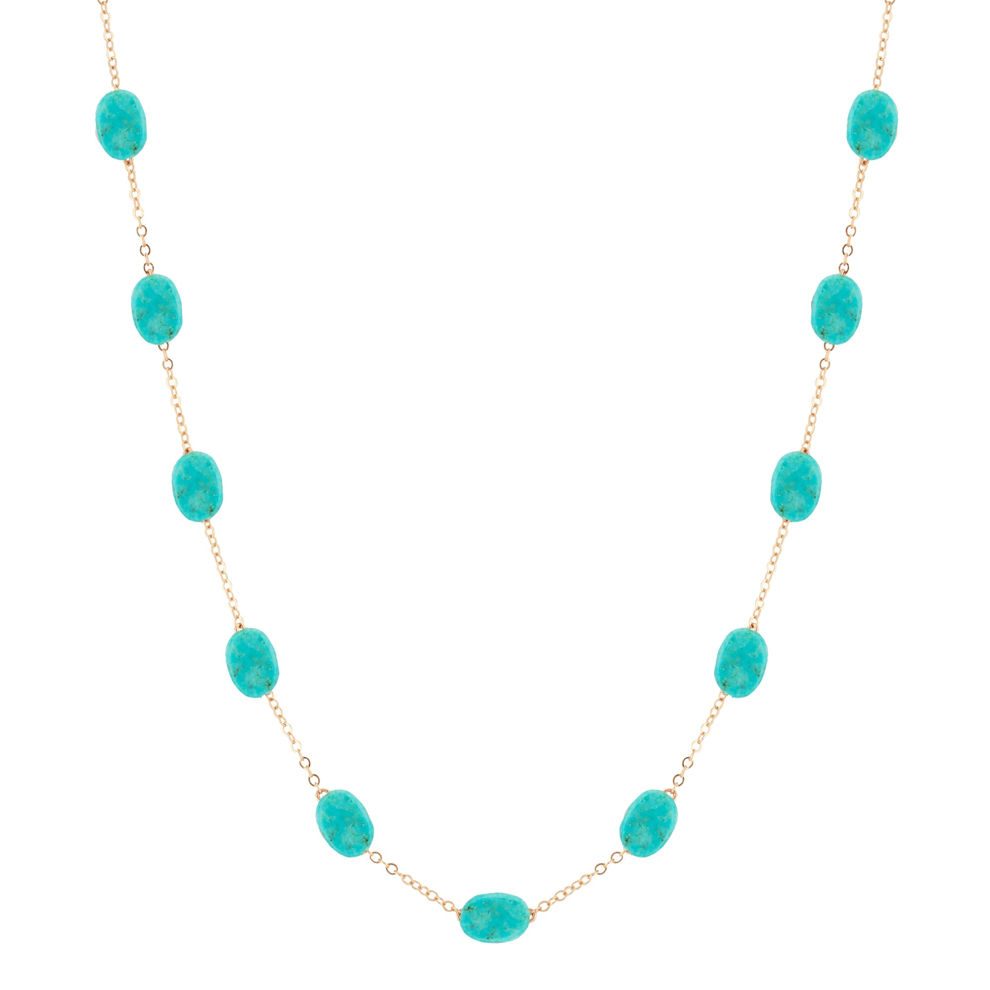 14K Yellow Gold Turquoise Necklace