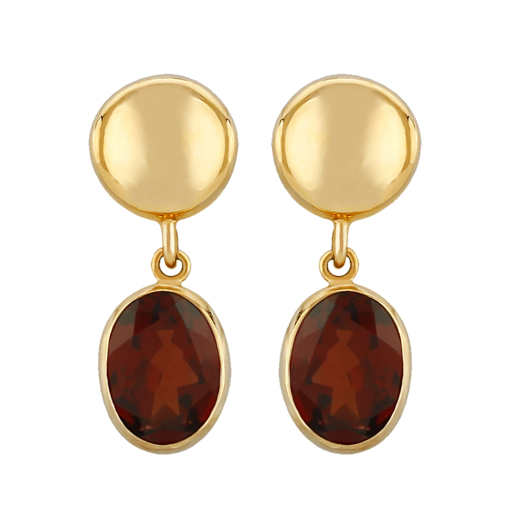 14K Yellow Gold Garnets Earrings