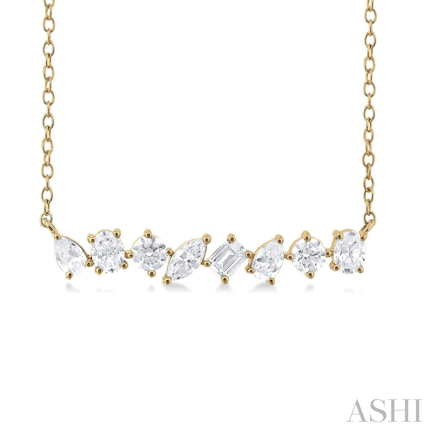 14K Yellow Gold Bar Diamond Pendant