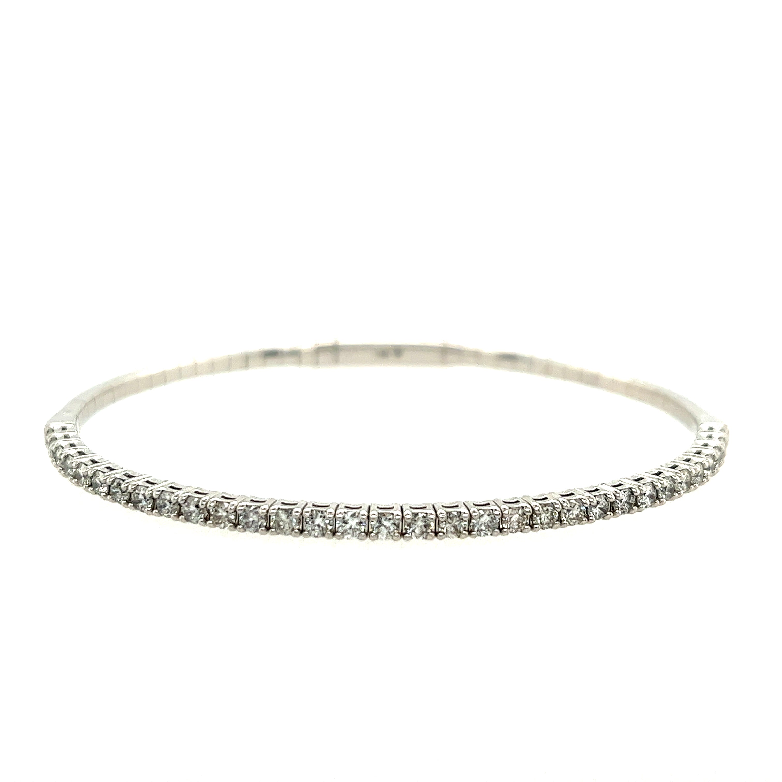 14k White Gold Lakeshore Diamond Bangle Bracelet