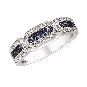 14k White Gold Sapphires Ring