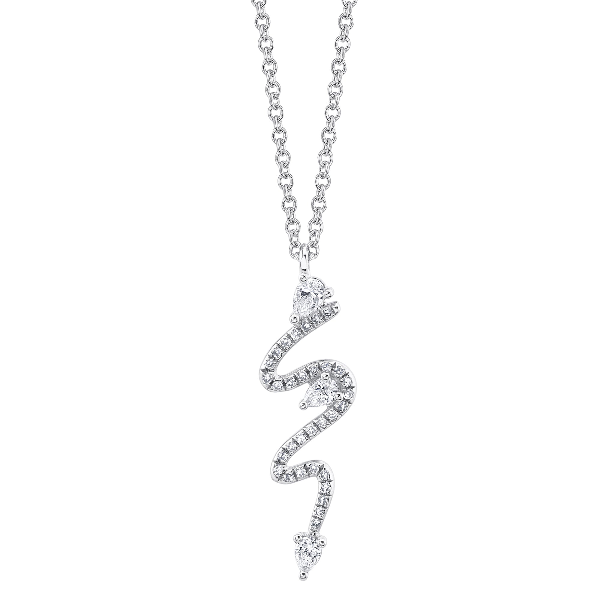 14k White Gold Drop Diamond Pendant