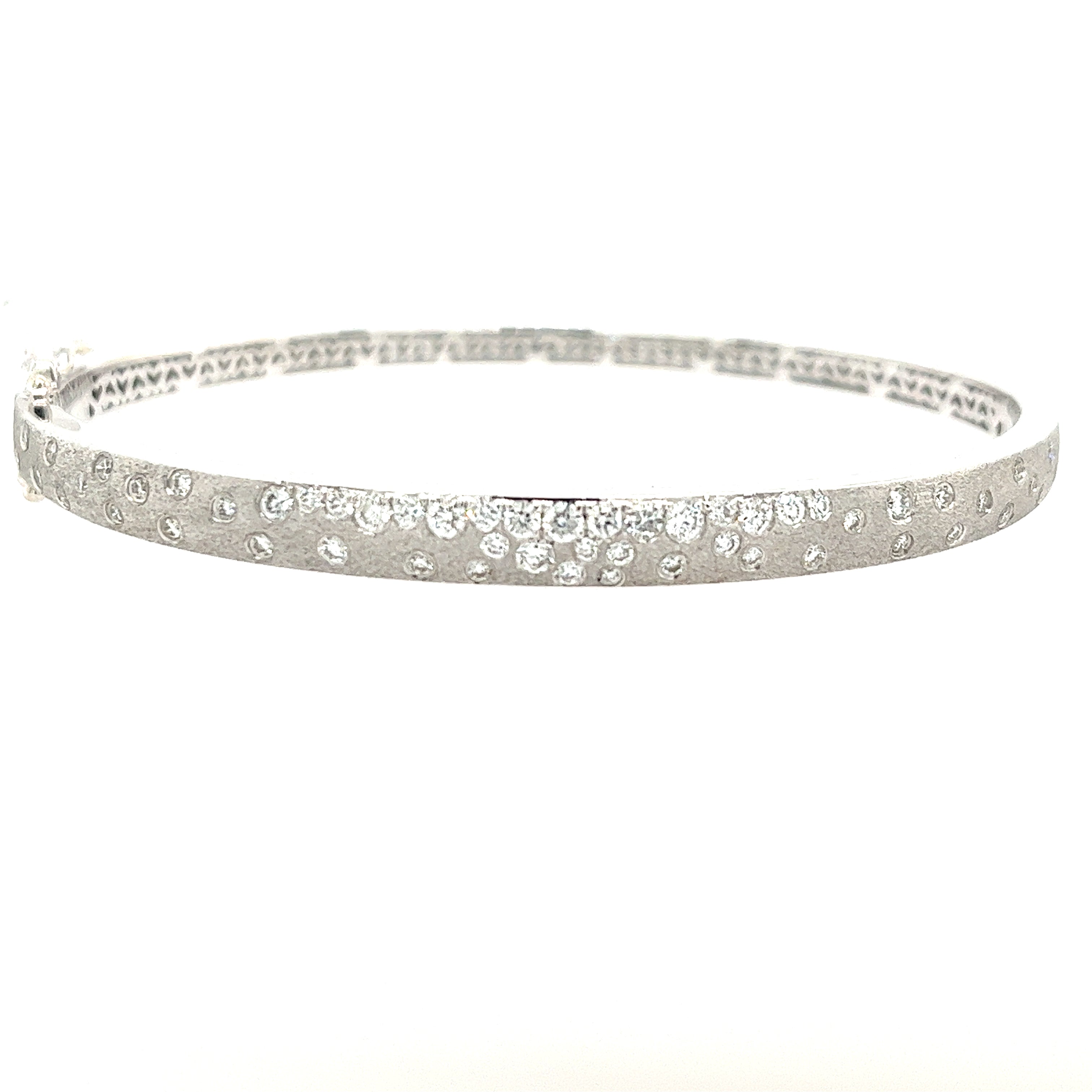 14k White Gold Diamond Bangle Bracelet