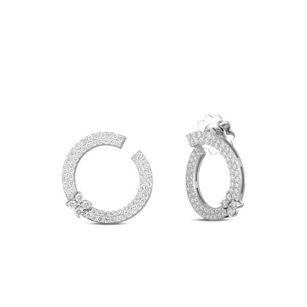 18k White Gold Circle Diamond Earrings