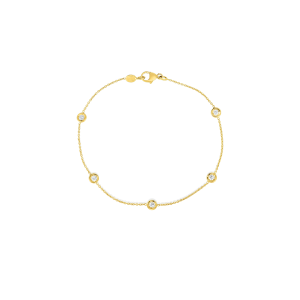 18K Yellow Gold Diamond Station Bracelet