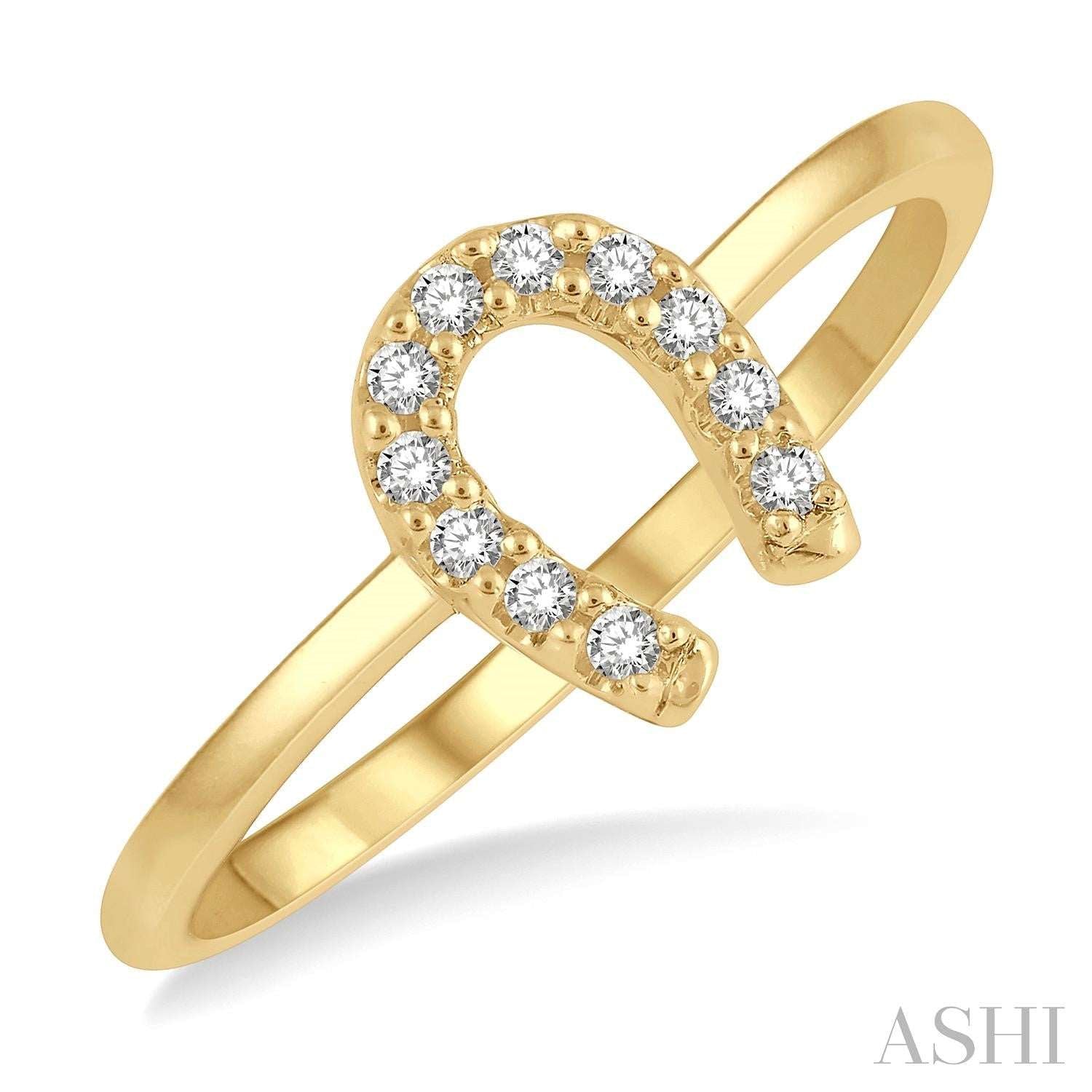 10K Yellow Gold Horseshoe Diamond Fashion Ring