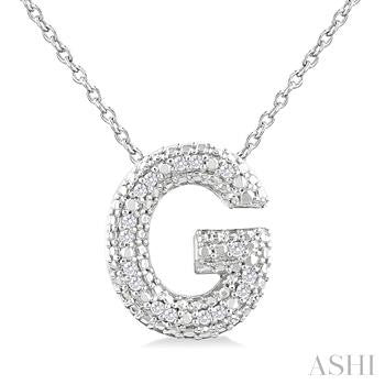 Sterling Silver Bubble Initial Diamond Pendant