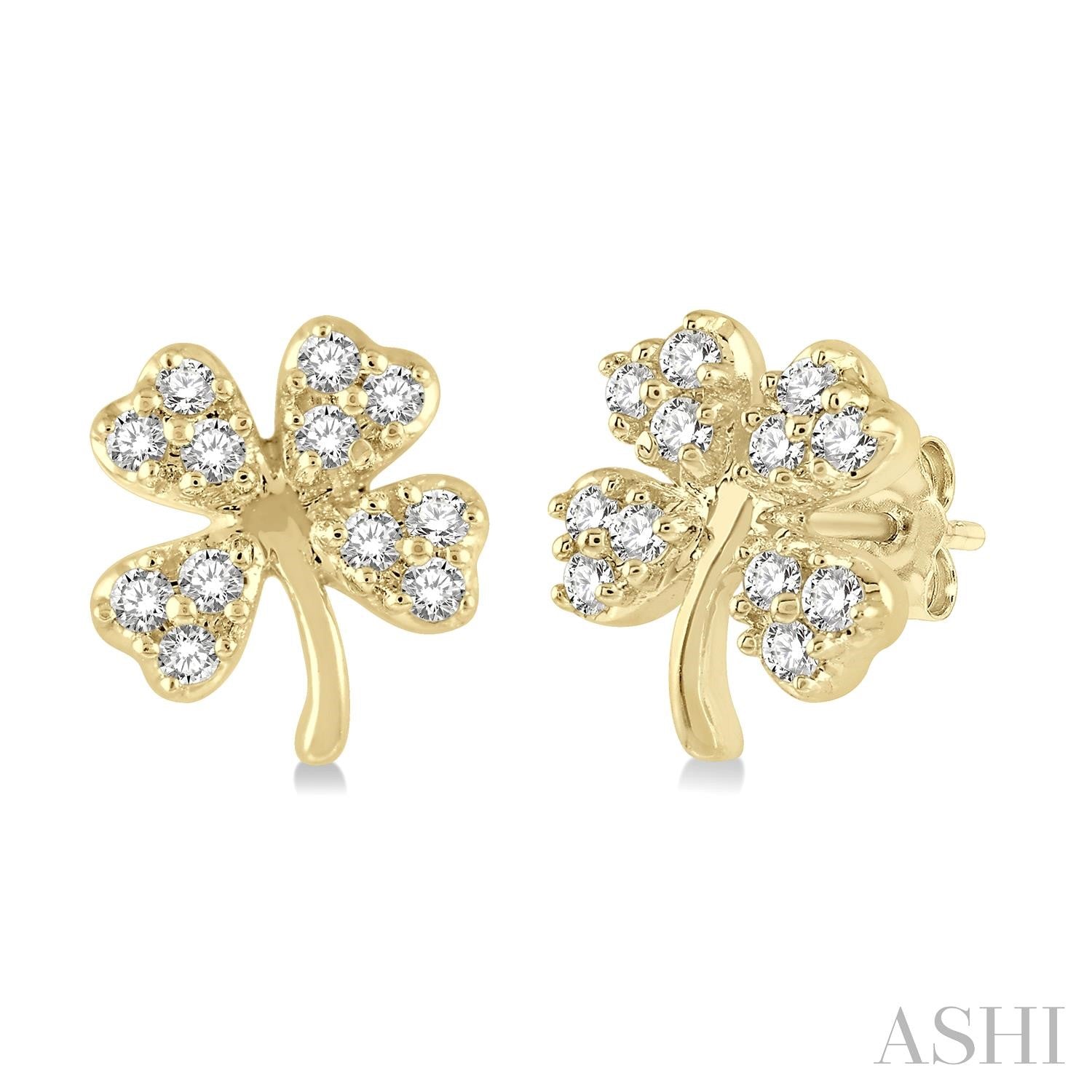 10K Yellow Gold Button Diamond Earrings