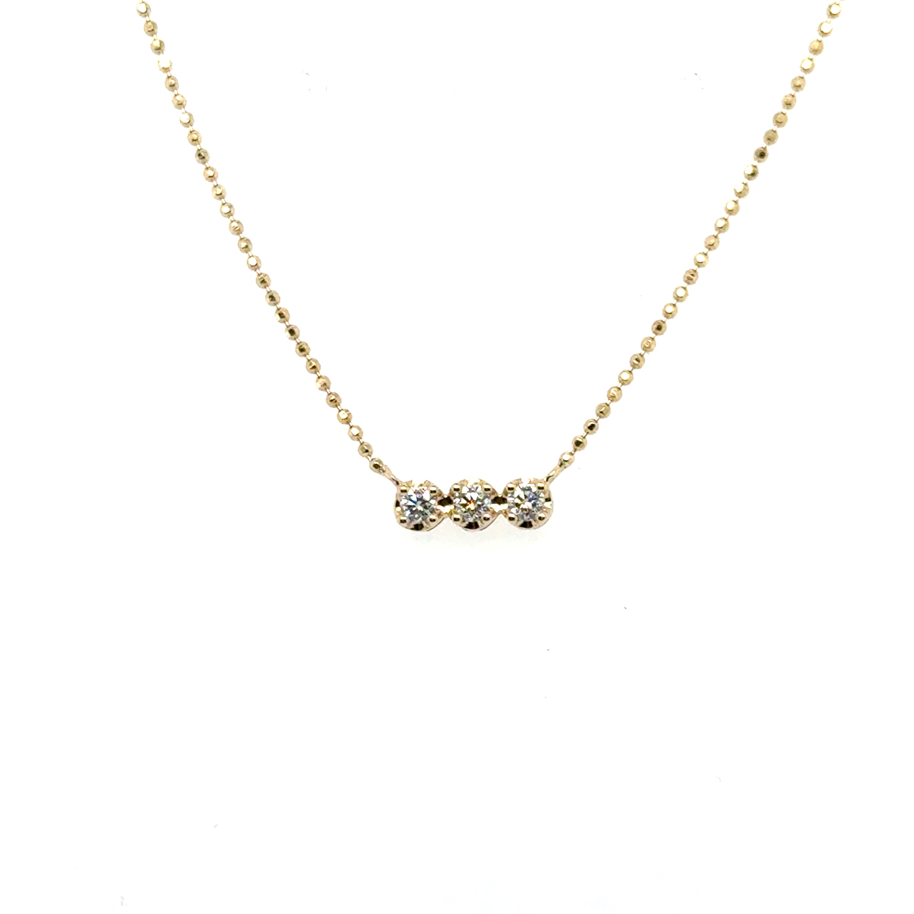 14K Yellow Gold 3 Stone Diamond Pendant