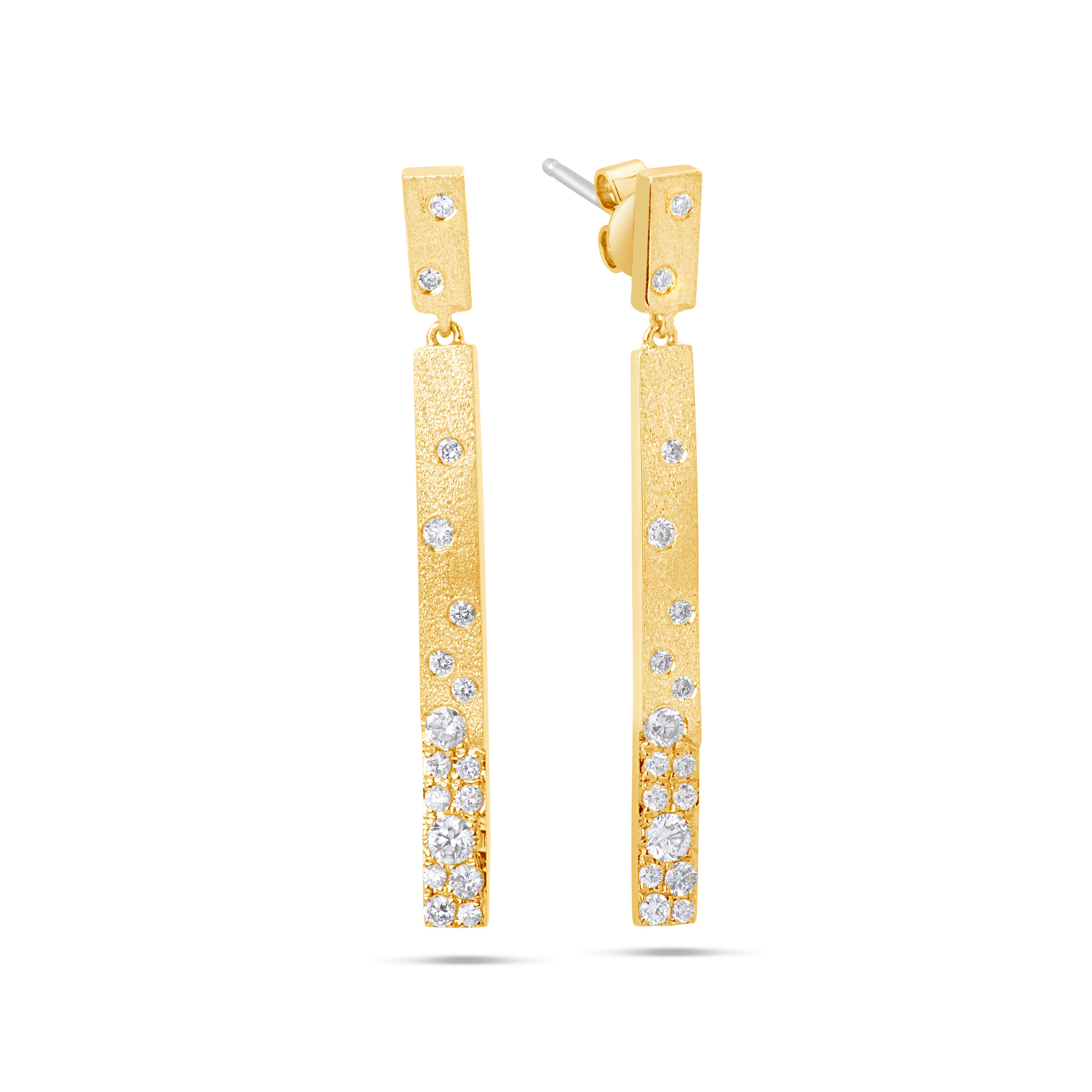 14K Yellow Gold Dangle Diamond Earrings