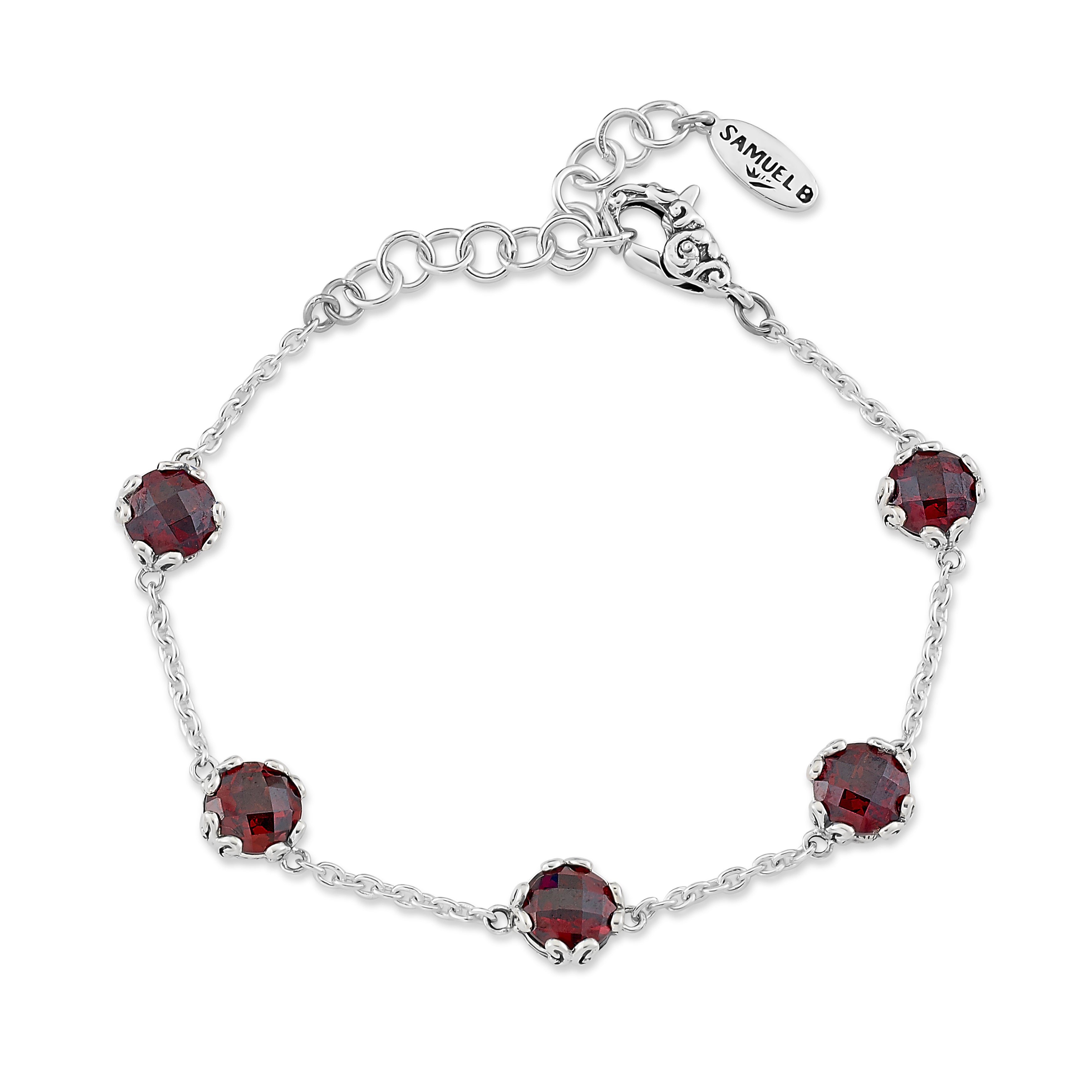 Sterling Silver Garnets Bracelet