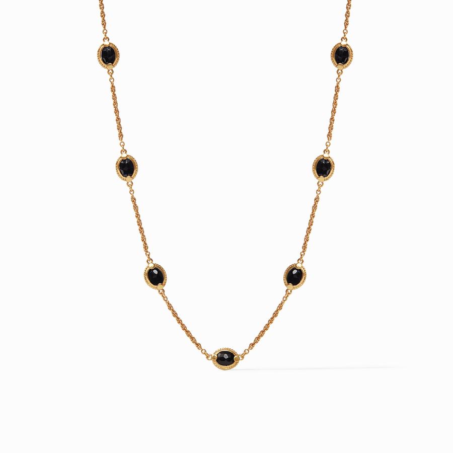Gold Plated Necklace/Obsidian