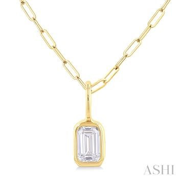 14K Yellow Gold Bezel Diamond Pendant