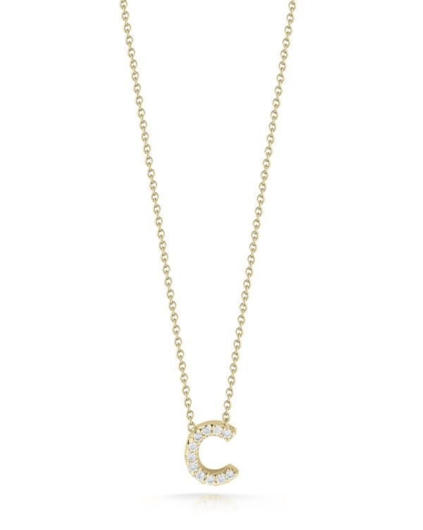 18K Yellow Gold Letter C Diamond Necklace