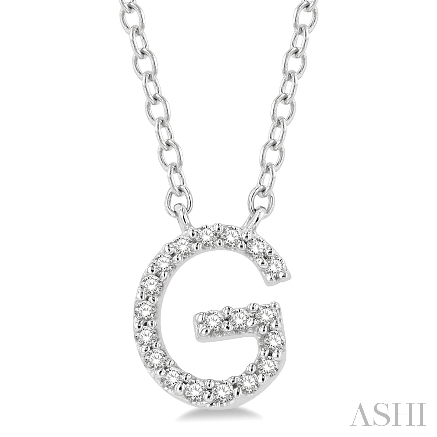 10K White Gold Initial G Diamond Pendant