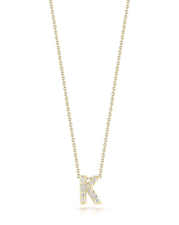 18K Yellow Gold Letter K Diamond Necklace