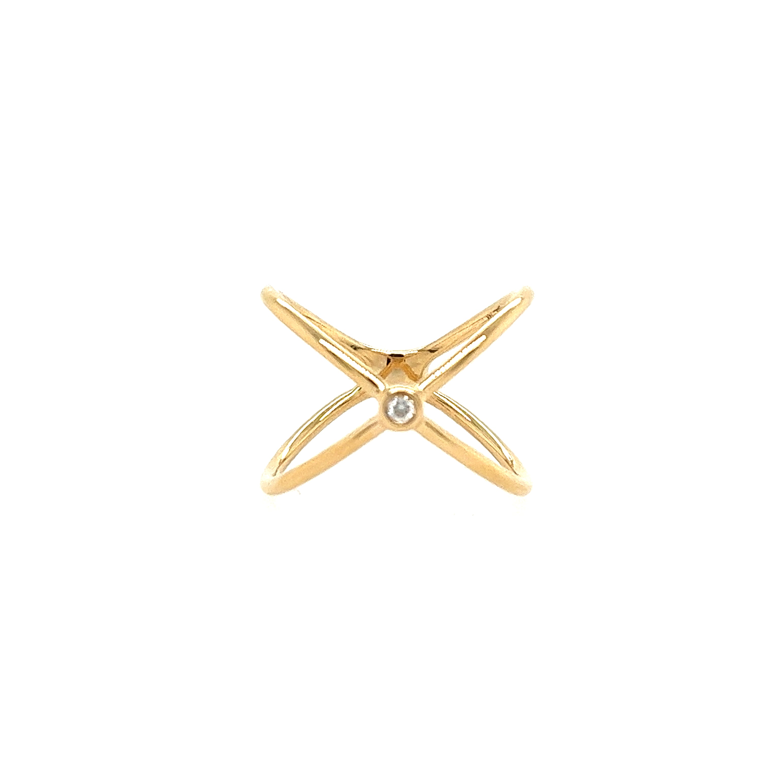 14K Yellow Gold X Diamond Fashion Ring