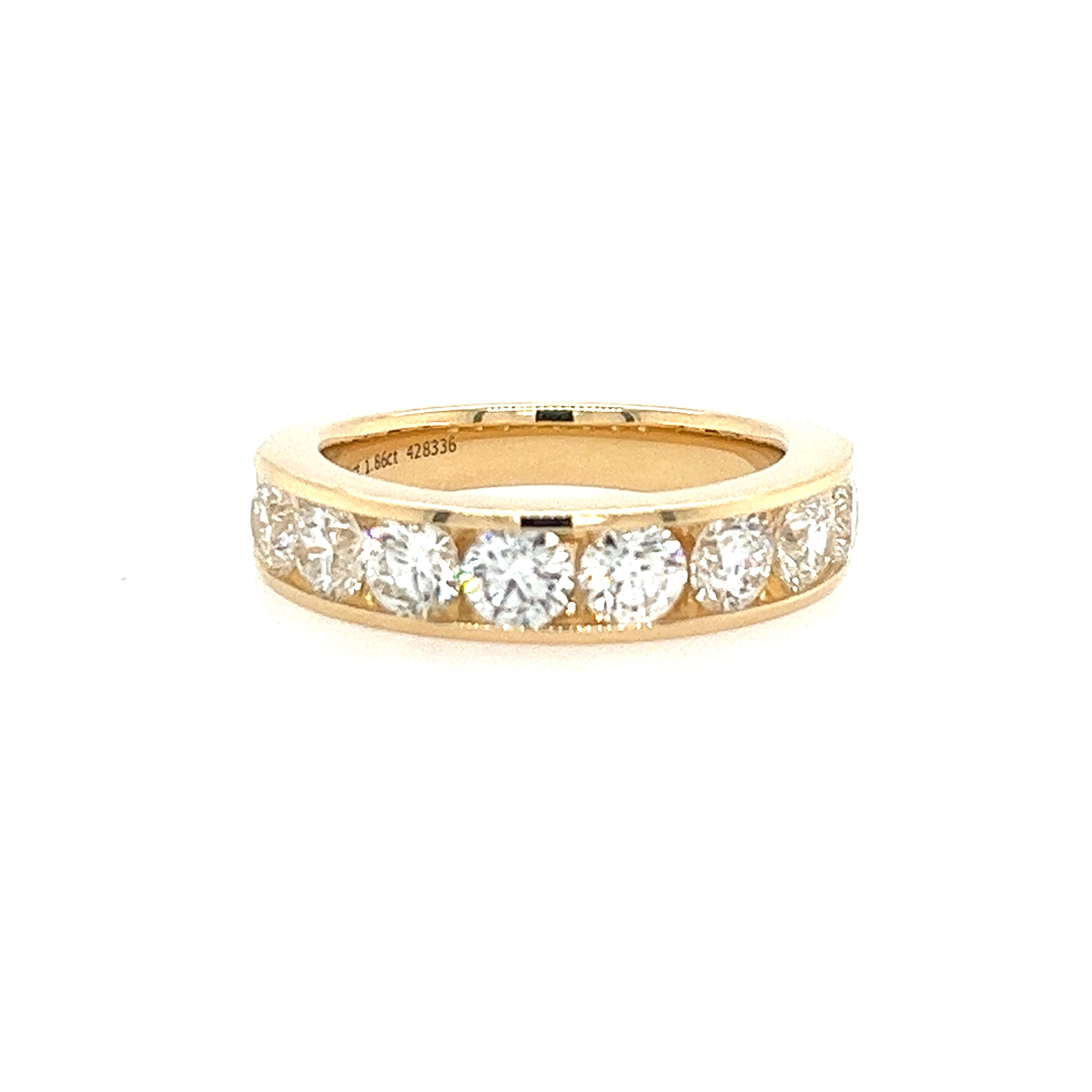 14K Yellow Gold Channel Set Diamond Anniversary Ring