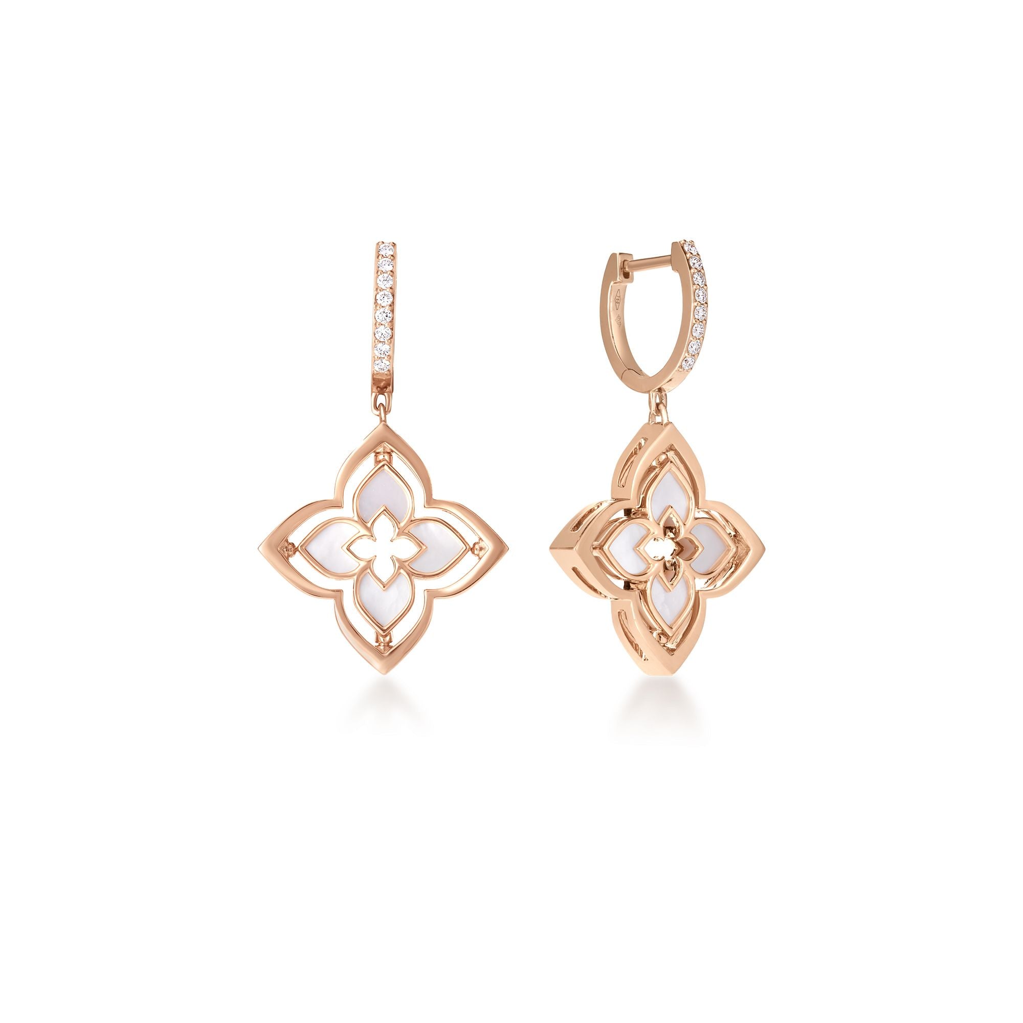 18K Rose Gold Dangle Diamond Earrings