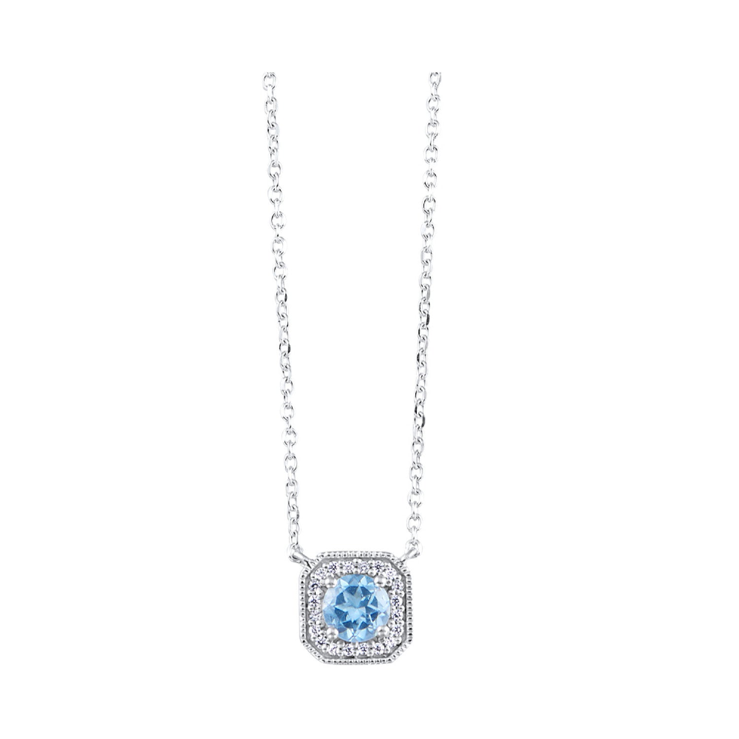 10K White Gold Blue Topaz Pendant