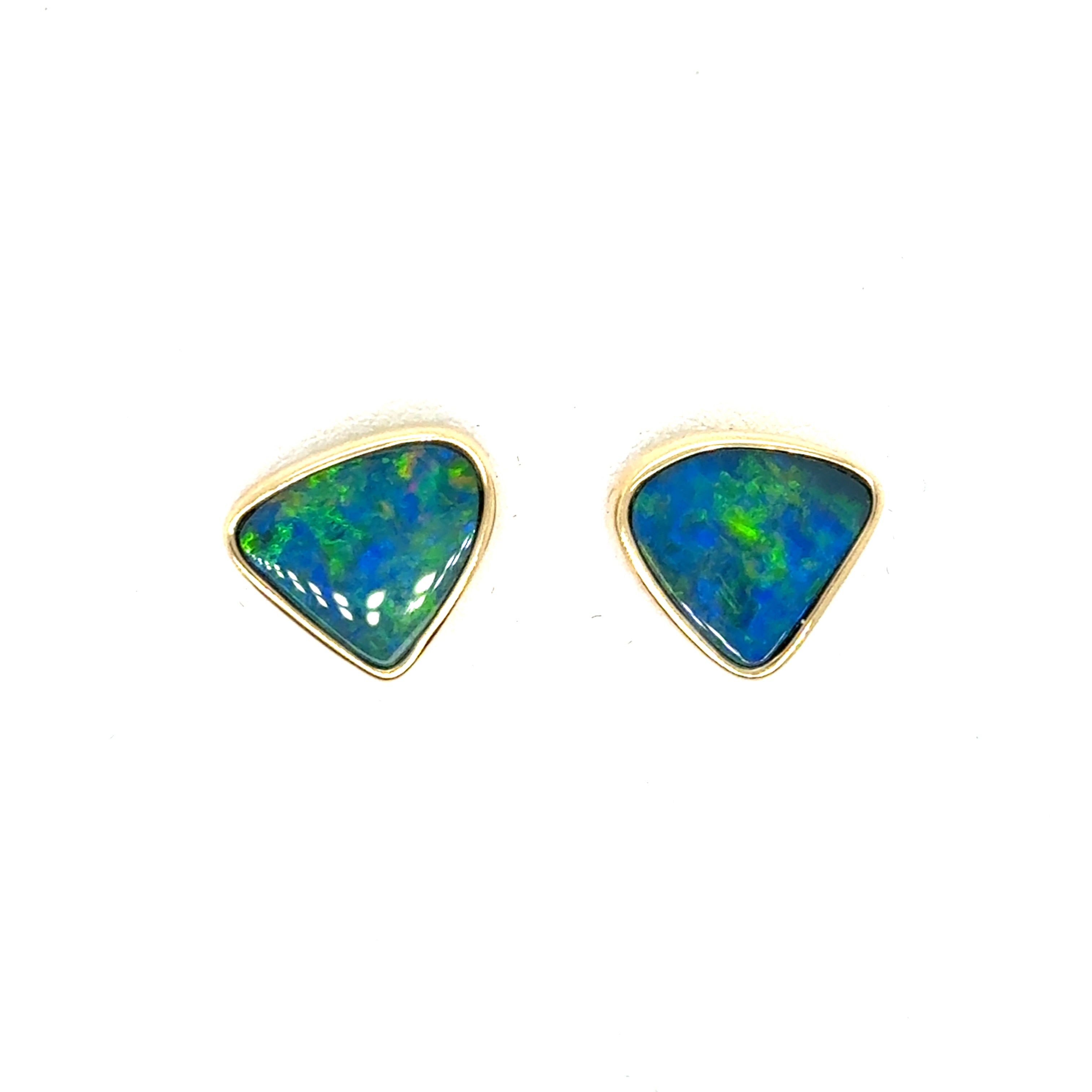 14K Yellow Gold Opals Earrings