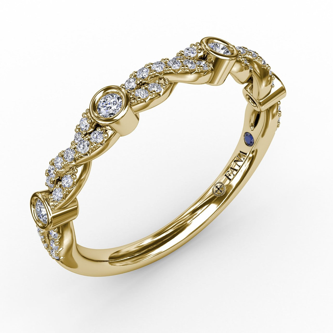 14K Yellow Gold Twist Diamond Wedding Band