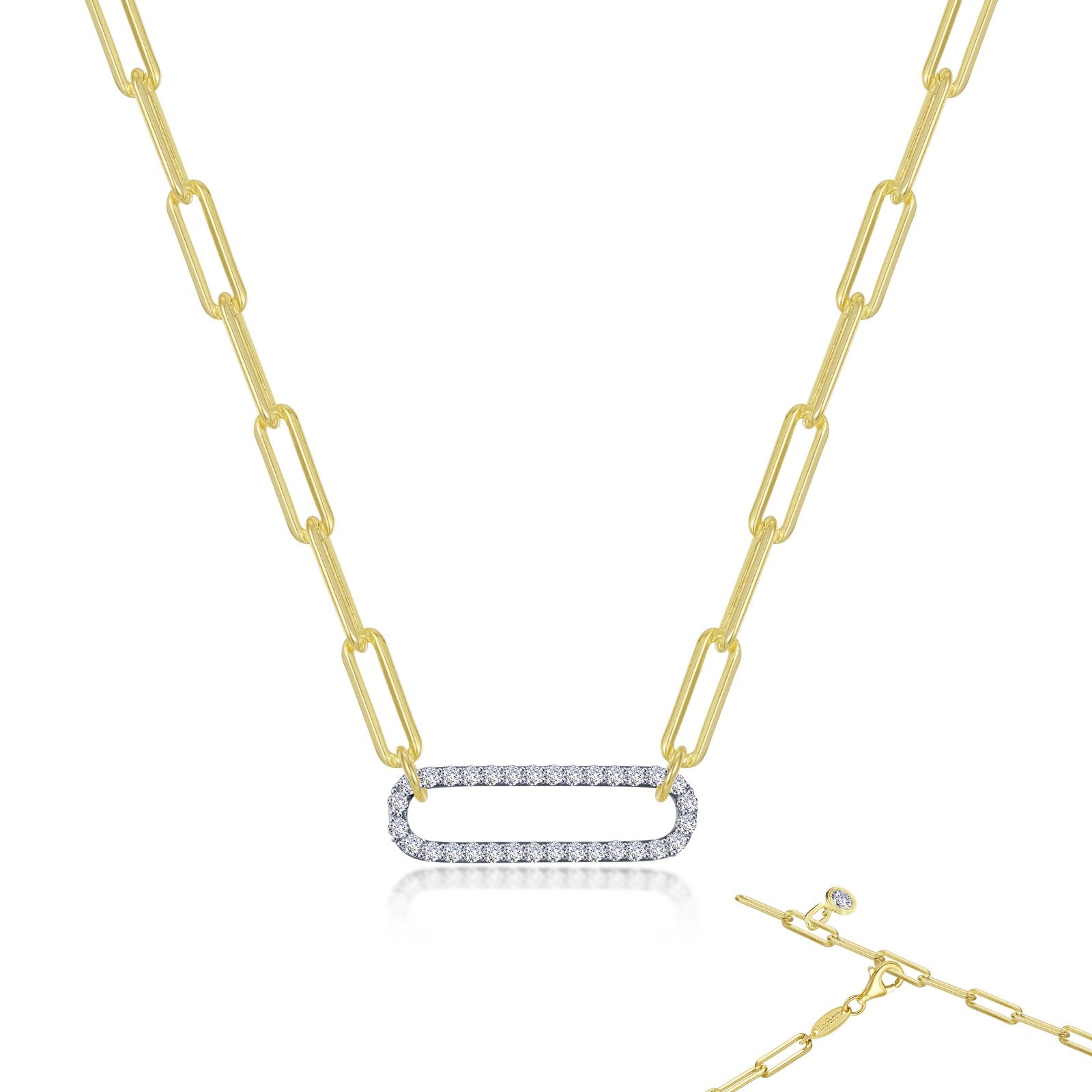 Sterling Silver And Gold Plated Cubic Zirconias Necklace