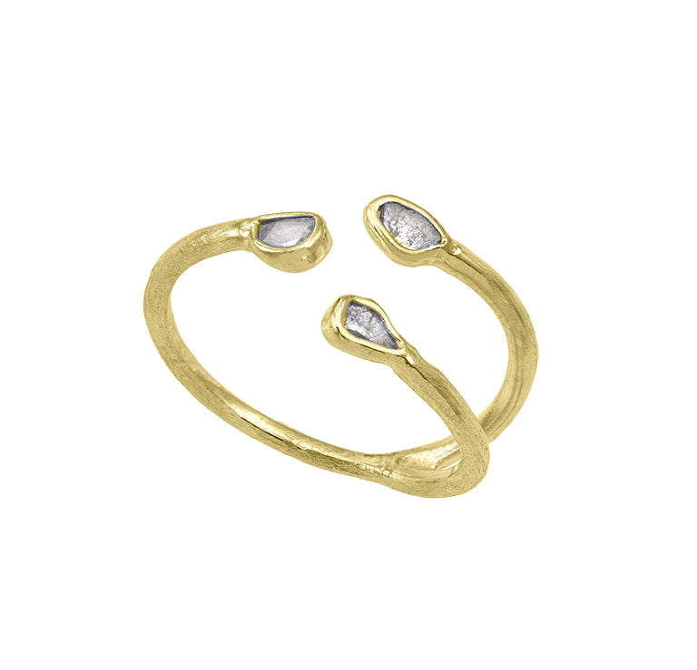 Sterling Silver And Vermeil Diamonds Ring