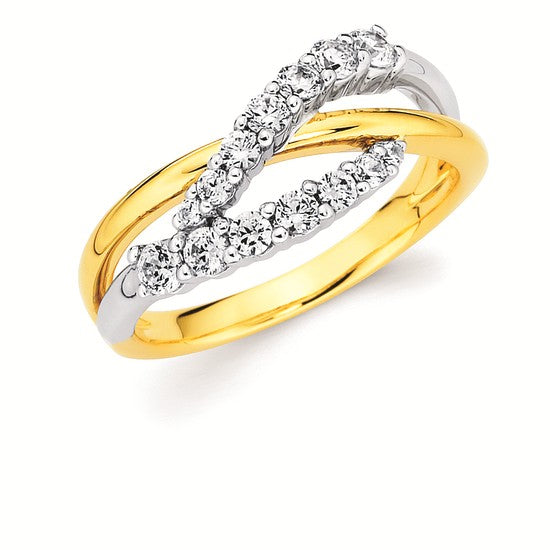 14K Yellow And White Gold Diamond Fashion Ring