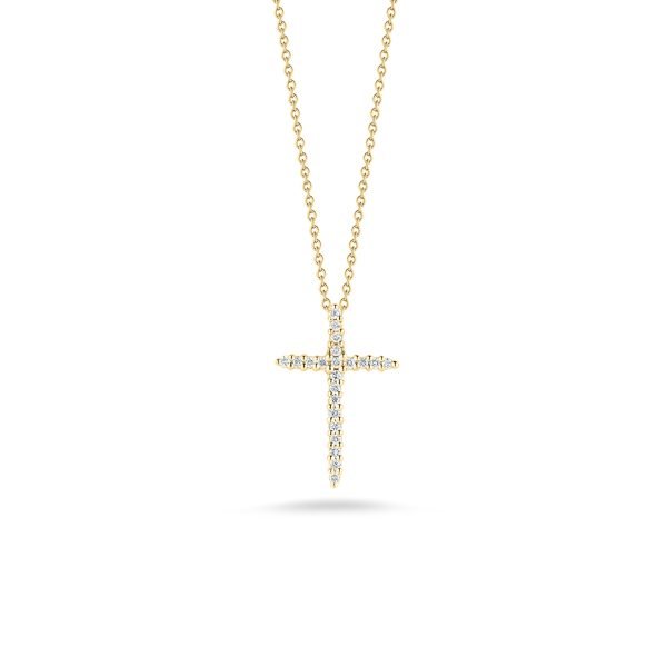 18K Yellow Gold Cross Diamond Pendant