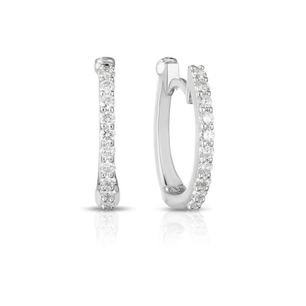 18k White Gold Small Hoop Diamond Earrings