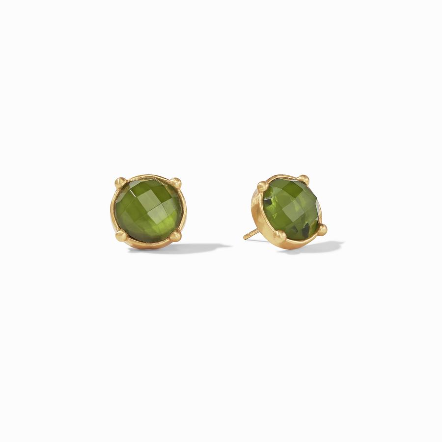 Gold Plated Earrings With Jade Green