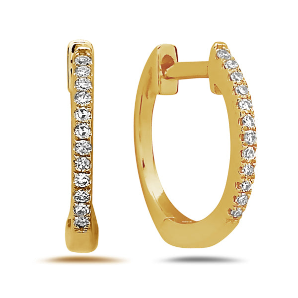14K Yellow Gold Huggie Diamond Earrings