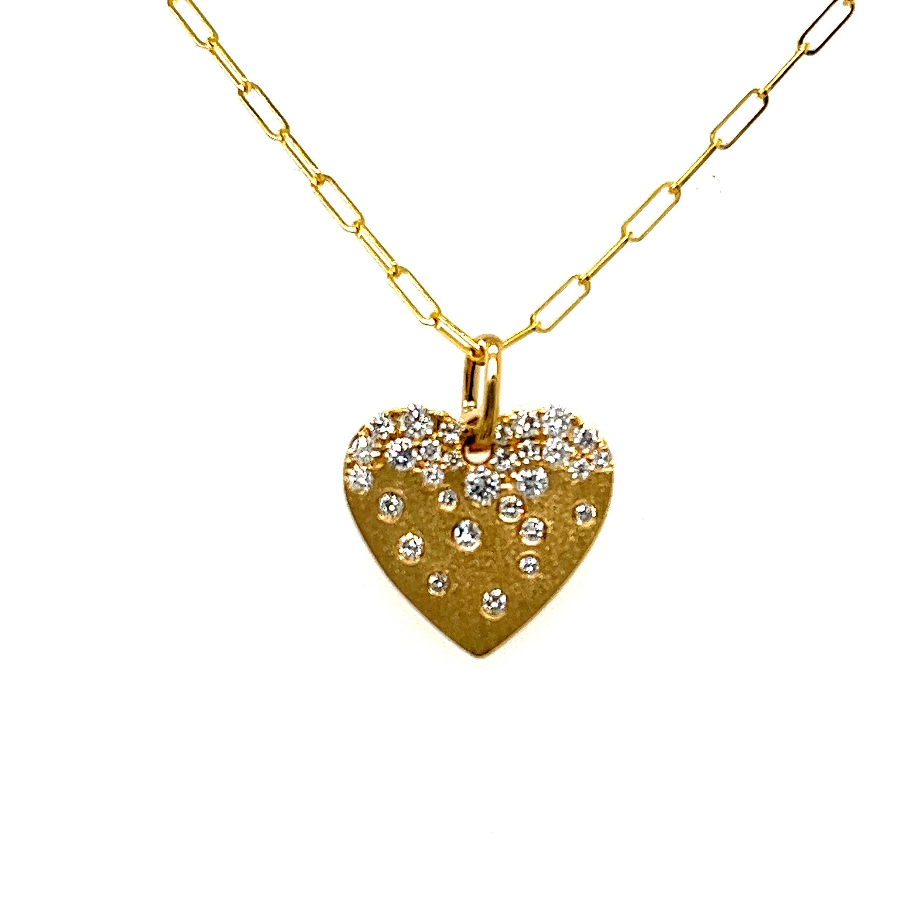 14K Yellow Gold Heart Diamond Pendant - Dilamani