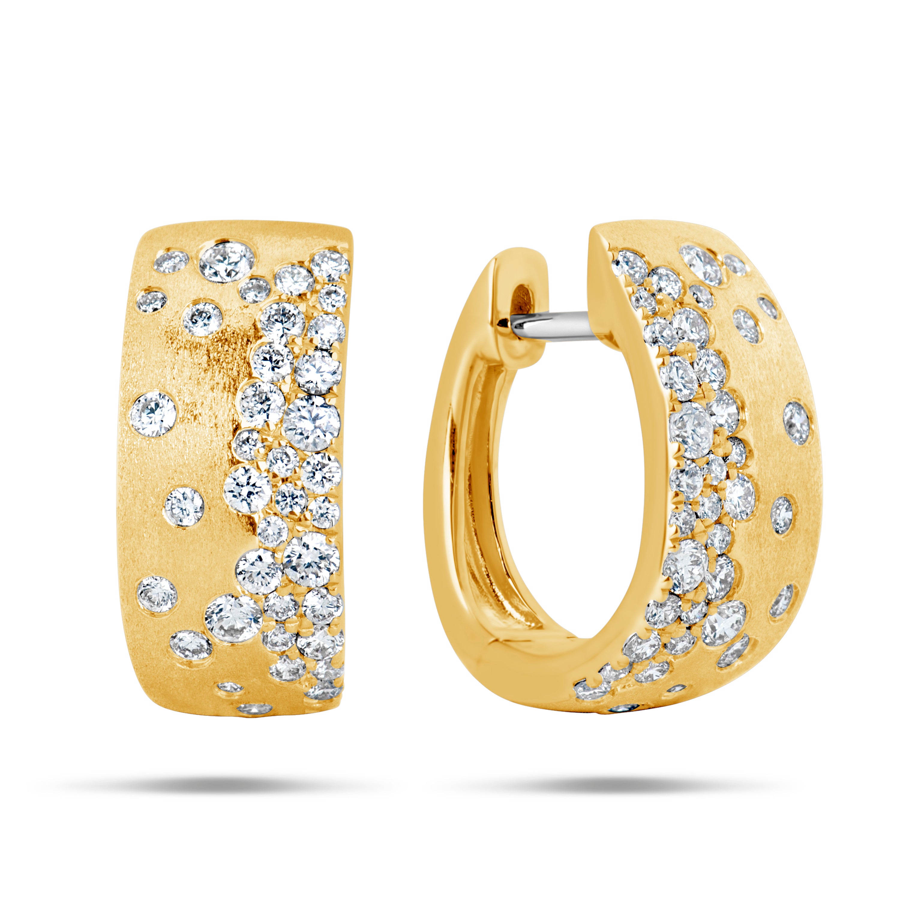 14K Yellow Gold Huggie Diamond Earrings - Dilamani