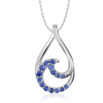 14k White Gold Sapphires Pendant